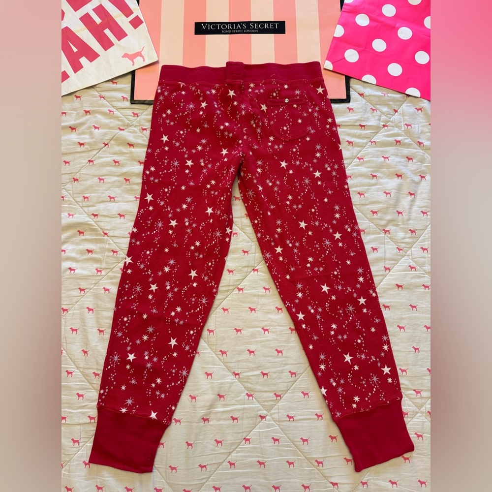 VICTORIA’S SECRET VINTAGE Y2K THERMAL PJ PAJAMA SET HENLEY RED STARS RARE NWT M - Picture 11 of 11
